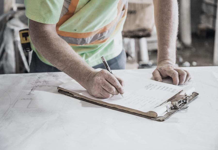 Reviewing drawings and a schedule of works on site